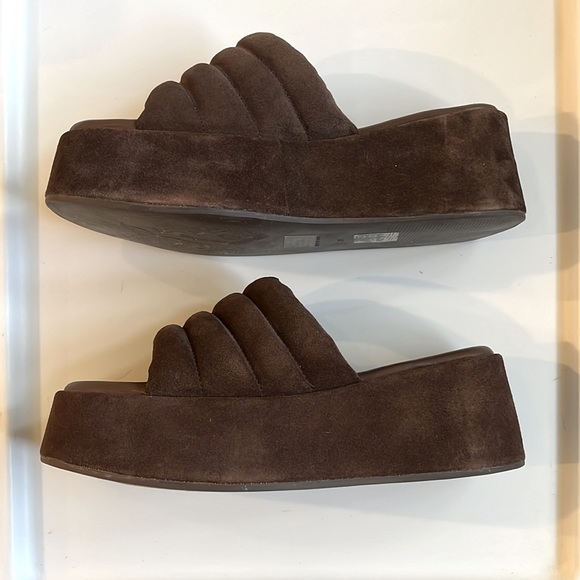 Free People Almost Paradise Platform Sandal in Sunbaked Brown Suede Slide New - Picture 4 of 9